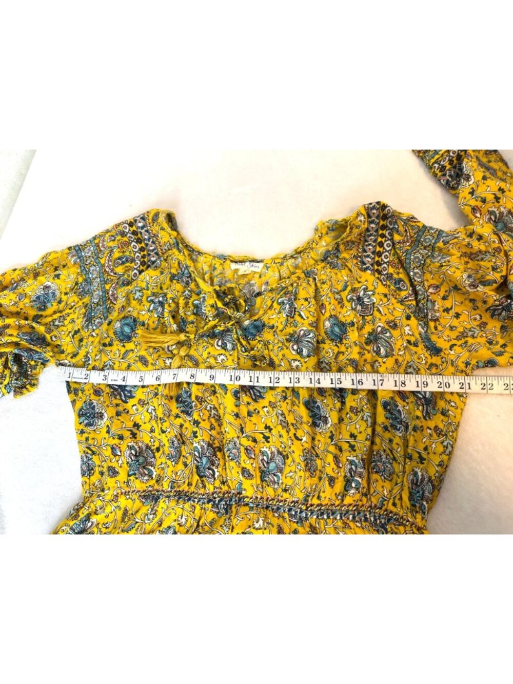 Violet Skies XL Boho Max Dress Tassels Golden Meadow Vacation Resort Flowy - Picture 8 of 8